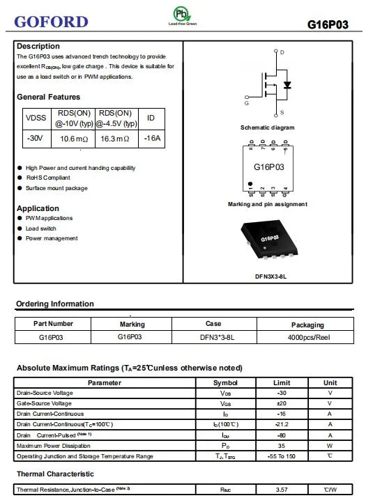 Fdmc4435bz Replacement Mosfet -30V P Channel Dfn Package for Mobile Fast Charge